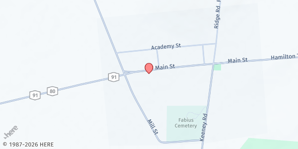 Map showing Fabius-Pompey Outreach Food Pantry at 7786 Main Street, Fabius, NY