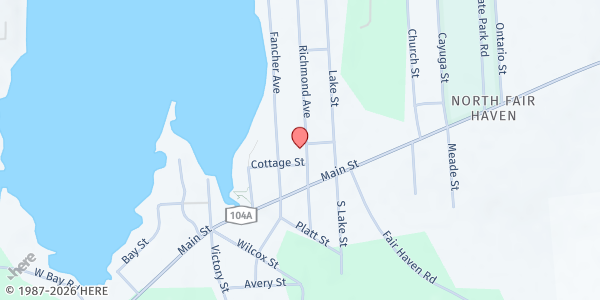 Map showing Fair Haven Community Church at 14463 Richmond Ave, Fair Haven, NY