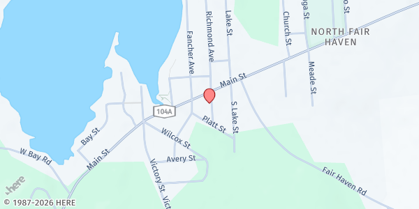 Map showing Fairhaven Community Food Cupboard at 14463 Richmond Avenue, Fair Haven, NY