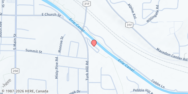 Map showing Perinton Food Shelf at 1000 Turk Hill Road - Bldg. 8, Fairport, NY