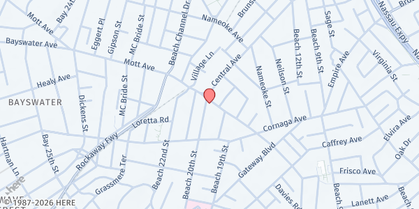 Map showing Aids Center of Queens at 16-00 Central Avenue, Far Rockaway, NY