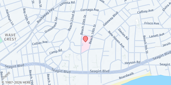 Map showing Campaign Against Hunger @ St. John's Episcopal Hospital at 327 Beach 19th Street, Far Rockaway, NY