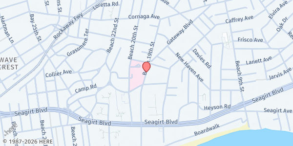 Map showing JASA — Brookdale Village Older Adult Center at 131 Beach 19th Street, Far Rockaway, NY