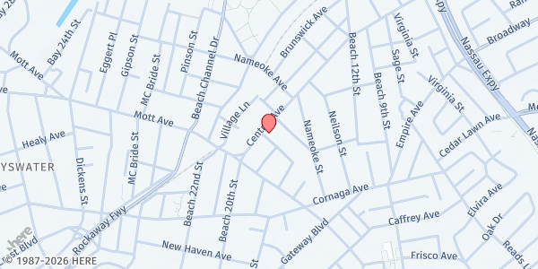 Map showing Jewish Community Council of the Rockaway Peninsula at 1525 Central Avenue, Far Rockaway, NY