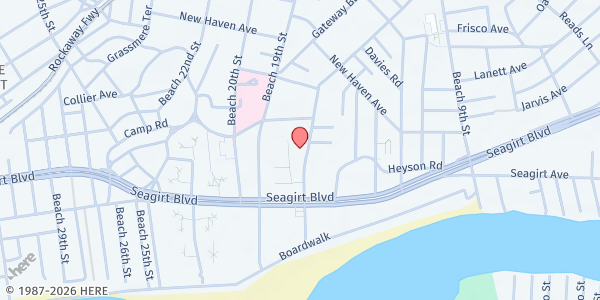 Map showing Jewish Services Coalition at 2-57 Beach 17th Street, Far Rockaway, NY