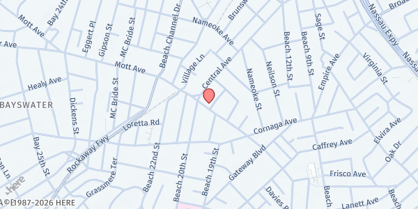 Map showing Rockaway Community Justice Center at 1922 Mott Avenue, Far Rockaway, NY