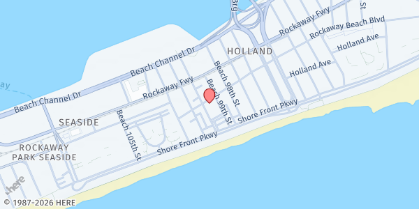 Map showing St. Camillus Food Pantry at 99-15 ROCKAWAY BEACH BLVD, Far Rockaway, NY