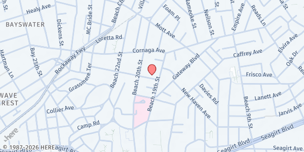 Map showing St. Mary Star of the Sea at 1920 New Haven Avenue, Far Rockaway, NY