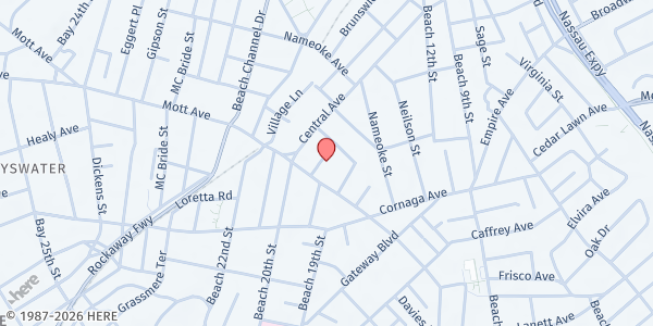 Map showing United Methodist Center in Far Rockaway at 16-49 Smith Place, Far Rockaway, NY