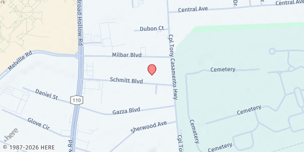 Map showing B&F Johnstone Supply at 135 Schmitt Boulevard, Farmingdale, NY
