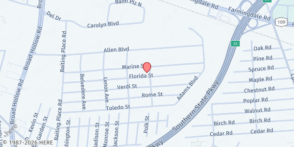 Map showing Help For People, Inc. - Farmingdale at 134 Florida St., Farmingdale, NY