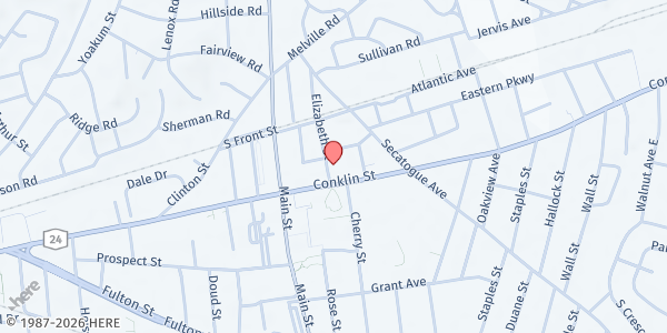 Map showing St. Kilian Outreach - Farmingdale at 140 Elizabeth St., Farmingdale, NY