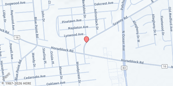 Map showing Church of the Resurrection at 50 Granny Road, Farmingville, NY