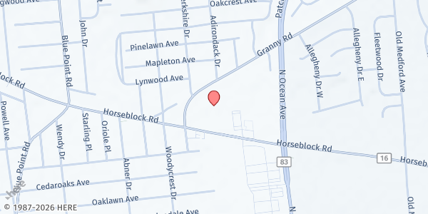 Map showing Church of the Resurrection at 50 Granny Rd, Farmingville, NY