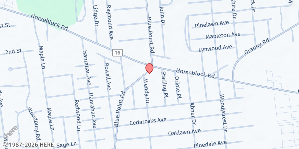 Map showing Stony Brook WIC Farmingville at 465 Blue Point Rd, Farmingville, NY