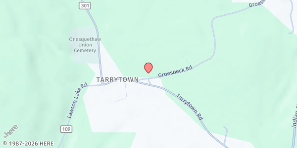 Map showing Onesquethaw Reformed Church at 11 Groesbeck Road, Feura Bush, NY