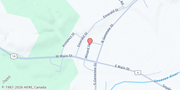 Map showing Friends in Christ- Fillmore Community Food Pantry at 25 Minard Street, Fillmore, NY