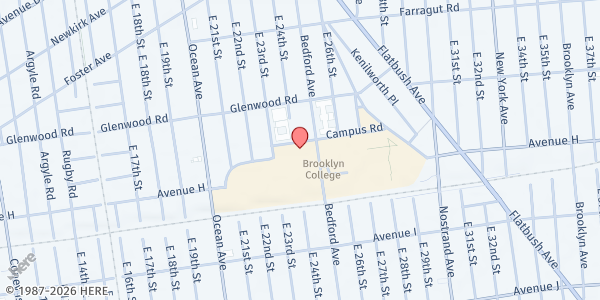 Map showing Brooklyn College Campus Pantry at 2900 Bedford Avenue, Flatbush, NY