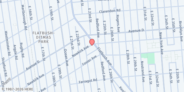 Map showing Ditmas Park Masjid at 2332 Newkirk Avenue, Flatbush, NY