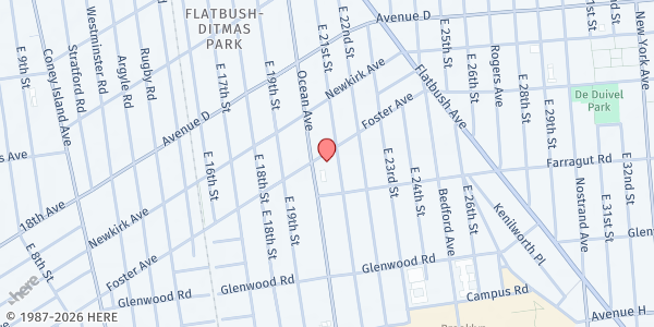 Map showing Our Lady of Refuge RC Church at 2020 Foster Avenue, Flatbush, NY