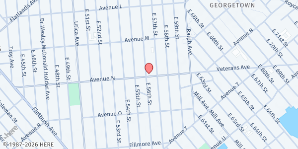 Map showing Salvation Church Of God at 5601 Avenue N, Flatlands, NY