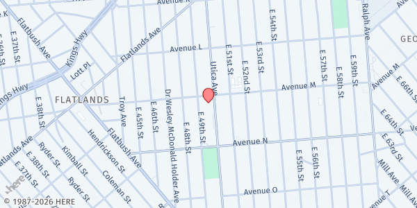 Map showing The Learning Ladder at 2082 Utica Avenue, Flatlands, NY