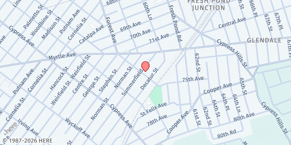 Map showing Agape Christian Center at 59-04 Summerfield Street, Flushing, NY