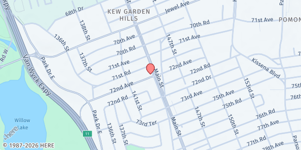 Map showing CHAZAQ Flushing at 141-47 72nd Ave, Flushing, NY
