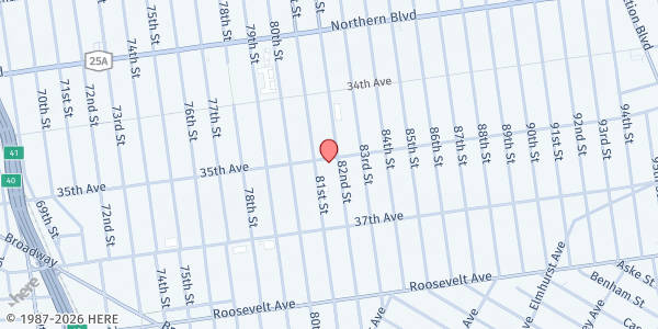 Map showing Community United Methodist Church at 81-10 35th Avenue, Flushing, NY
