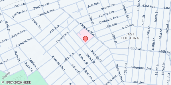 Map showing Flushing Hospital WIC at The 1982 Building, Flushing, NY