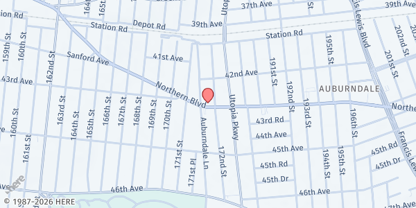 Map showing Flushing JCC at 171-39 NORTHERN BLVD, FLUSHING, NY