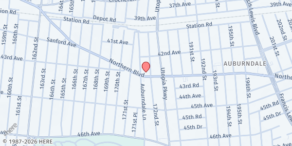 Map showing Flushing JCC at 171-39 Northern Boulevard, Flushing, NY