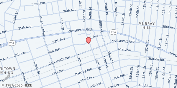 Map showing FOOD SHARING WITH OUR NEIGHBORS PROGRAMS - Flushing at 3824 149TH STREET, FLUSHING, NY