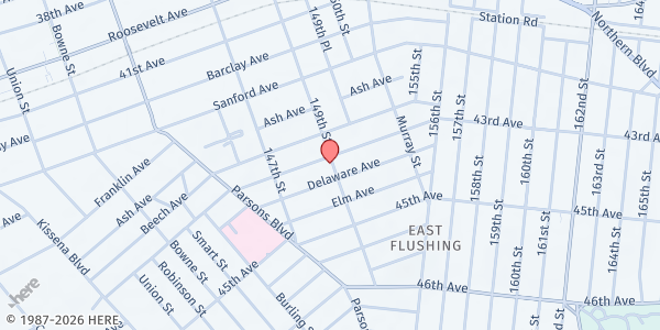 Map showing ICNA Relief Flushing Food Pantry at 140-32 Cherry Ave, Flushing, NY