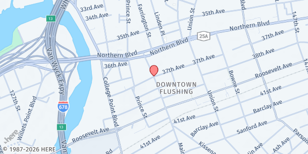 Map showing Korean American Senior Center - Flushing at , Flushing, NY