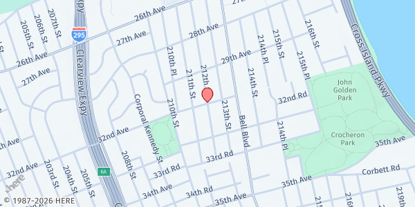 Map showing Korean Community Services of Metropolitan New York, Inc. - Flushing at 32nd Avenue, Flushing, NY