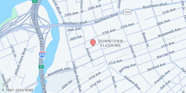 Map showing La Jornada food Truck - Flushing at 135-32 38th Avenue, Flushing, NY