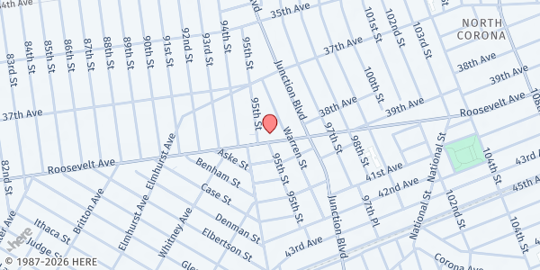 Map showing La Jornada, MGHE - Jackson Heights at 95-15 Roosevelt Avenue, Flushing, NY