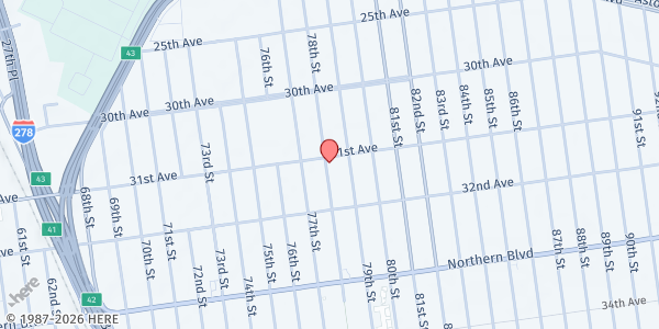 Map showing Masjid Abu-Huraira at 78-04 31st Avenue, Flushing, NY