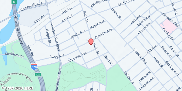 Map showing PHS Flushing WIC at 42-60 Main St, Flushing, NY