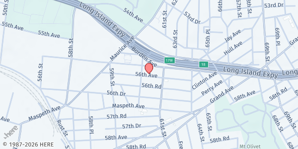 Map showing Polonians Organized Ministry at 60-17 56th Avenue, Flushing, NY