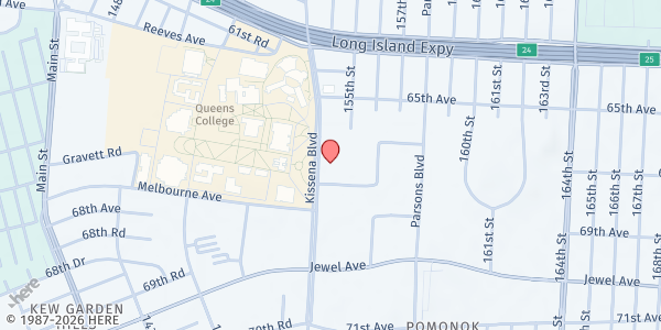 Map showing QCH Pomonok Community Food Pantry at 67-09 Kissena Blvd, Flushing, NY