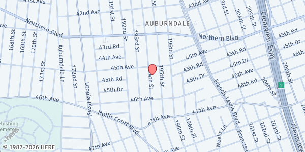 Map showing St. Kevin Church - The Market at 45-21 194th Street, Flushing, NY