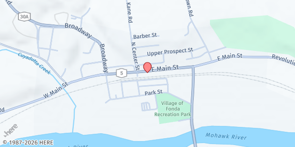 Map showing Fonda Food Pantry at 10 West Main St., Fonda, NY