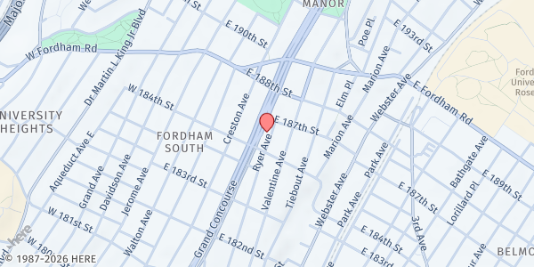 Map showing Christina Home Care Food Pantry at 2394 Grand Concourse, Fordham Heights, NY