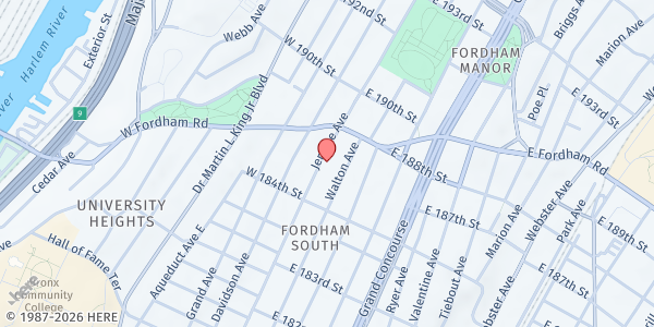Map showing EVERY DAY IS A MIRACLE, INC - Jerome Avenue Location at 2424 Jerome Avenue, Fordham Heights, NY