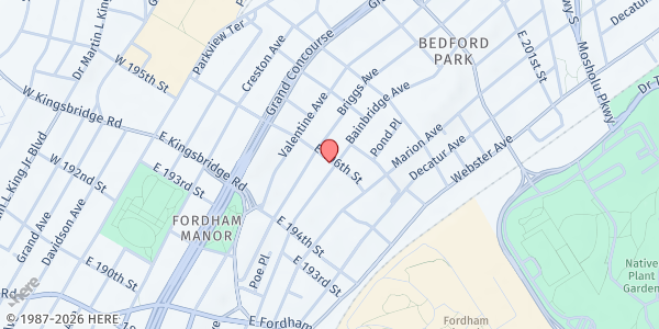 Map showing Our Lady of Refuge at 290 East 196th Street, Fordham Manor, NY