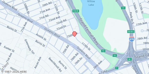 Map showing Council of Aid for Central Asian Jews - Forest Hills at 75-02 113th Street, Forest Hills, NY