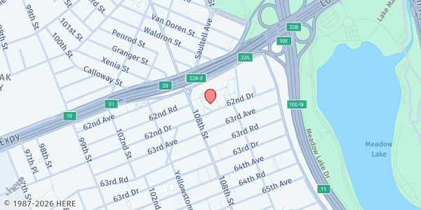 Map showing QCH Forest Hills at 108-25 62nd Drive, Forest Hills, NY
