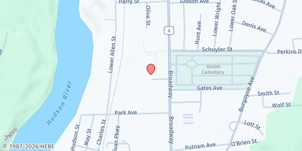 Map showing L.E.A.P. Food Pantry at 383 Broadway - Building B, Fort Edward, NY